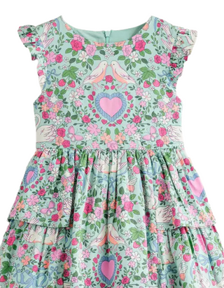 Mini Boden Girl's Heritage Party Dress in Green Multi