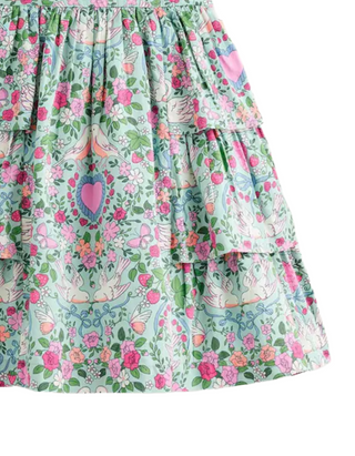 Mini Boden Girl's Heritage Party Dress in Green Multi