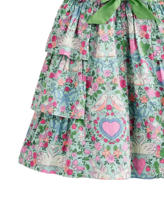 Mini Boden Girl's Heritage Party Dress in Green Multi