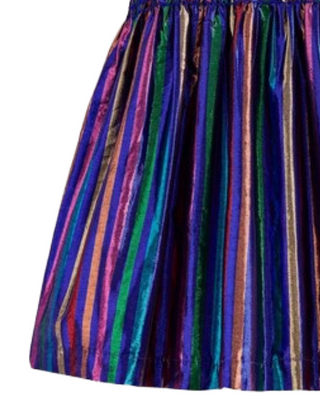 Mini Boden Girl's Metallic Smocked Party Dress in Blue Multi (Imperfect)