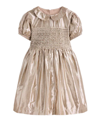 Mini Boden Girl's Smocked Party Dress in Gold