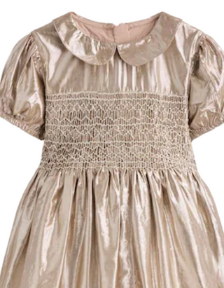 Mini Boden Girl's Smocked Party Dress in Gold