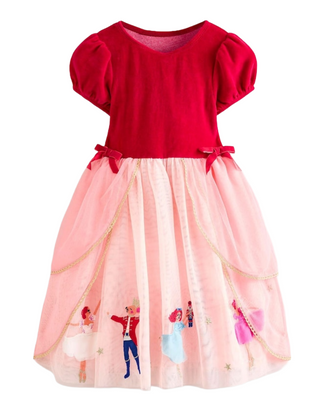 Mini Boden Girl's Christmas Nutcracker Applique Dress in Red