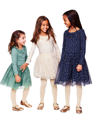 Mini Boden Girl's Rose Twirly Tulle Dress in Pink Gold Star
