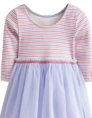 Mini Boden Girl's Rib Jersey Tulle Dress in Purple