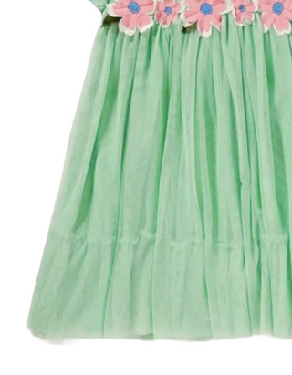 Mini Boden Girl's Flower Applique Dress in Green
