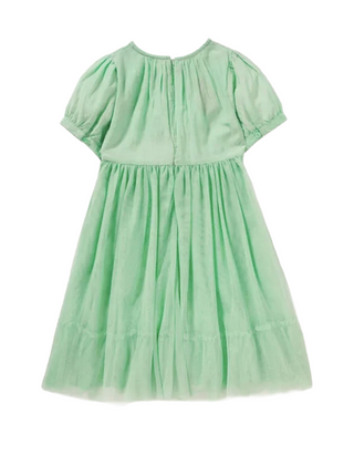 Mini Boden Girl's Flower Applique Dress in Green
