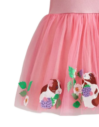 Mini Boden Girl's Guinea Pig Applique Tulle Dress in Pink