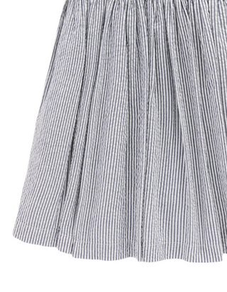Mini Boden Girl's Zadie Applique Back Dress in Navy/ Ivory Stripe Sunray
