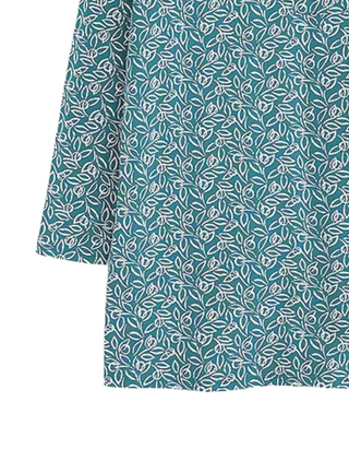 Women's 3/4 Sleeve Bowithick Long Sleeve Printed Tunic in Teal