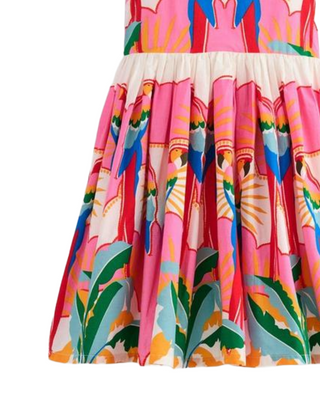 Mini Boden Girl's Harlow Cotton Back Detail Dress in Multi Parrot