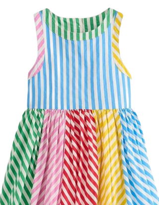 Mini Boden Girl's Harlow Back Detail Dress in Hotchpotch Multi Stripe