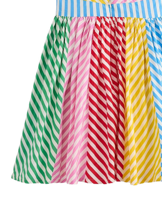 Mini Boden Girl's Harlow Back Detail Dress in Hotchpotch Multi Stripe