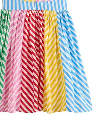 Mini Boden Girl's Harlow Back Detail Dress in Hotchpotch Multi Stripe
