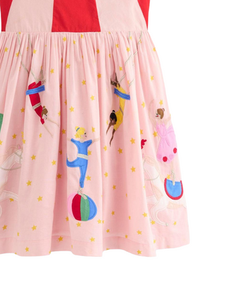 Mini Boden Girl’s Sleeveless Cross Back Zadie Applique Dress in Circus Acrobats