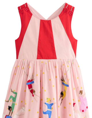 Mini Boden Girl’s Sleeveless Cross Back Zadie Applique Dress in Circus Acrobats