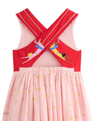 Mini Boden Girl’s Sleeveless Cross Back Zadie Applique Dress in Circus Acrobats