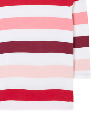 Women's 3/4 Sleeve Breton 100% Cotton Long Sleeve Summer Top in Pink