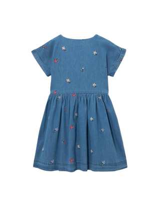John Lewis Girl's Embroidered Chambray Shirt Dress in Blue/Multi