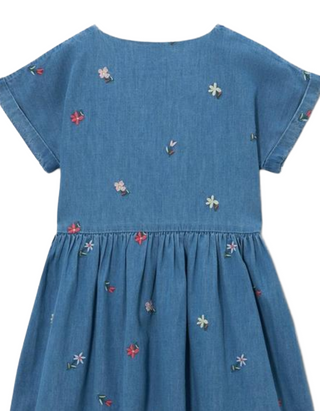 John Lewis Girl's Embroidered Chambray Shirt Dress in Blue/Multi