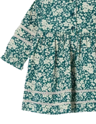 John Lewis Girl's Heirloom Collection Floral Twill Long Sleeve Dress in Blue