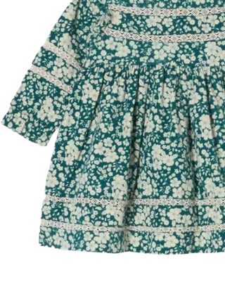 John Lewis Girl's Heirloom Collection Floral Twill Long Sleeve Dress in Blue