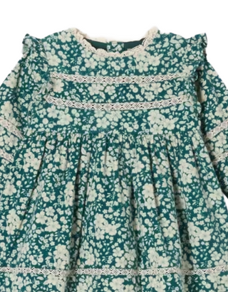 John Lewis Girl's Heirloom Collection Floral Twill Long Sleeve Dress in Blue