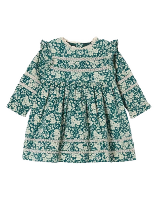 John Lewis Girl's Heirloom Collection Floral Twill Long Sleeve Dress in Blue