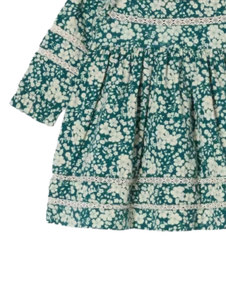 John Lewis Girl's Heirloom Collection Floral Twill Long Sleeve Dress in Blue