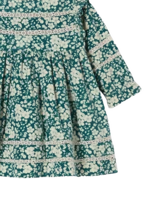 John Lewis Girl's Heirloom Collection Floral Twill Long Sleeve Dress in Blue