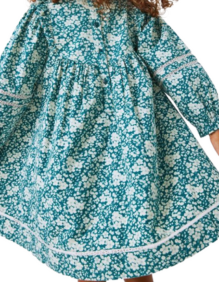 John Lewis Girl's Heirloom Collection Ditsy Floral Long Sleeve Dress in Teal