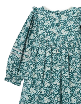 John Lewis Girl's Heirloom Collection Ditsy Floral Long Sleeve Dress in Teal