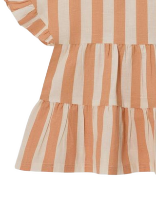 John Lewis ANYDAY Baby Girl's Linen Blend Dress in Toast Stripe