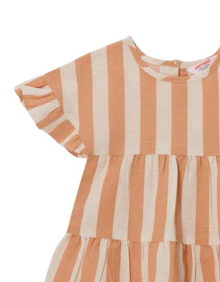 John Lewis ANYDAY Baby Girl's Linen Blend Dress in Toast Stripe