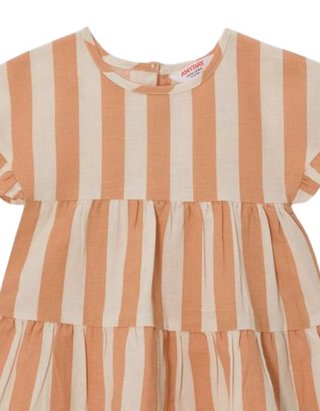 John Lewis ANYDAY Baby Girl's Linen Blend Dress in Toast Stripe