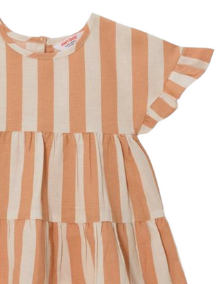 John Lewis ANYDAY Baby Girl's Linen Blend Dress in Toast Stripe