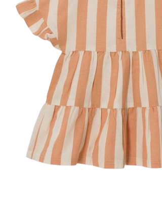 John Lewis ANYDAY Baby Girl's Linen Blend Dress in Toast Stripe