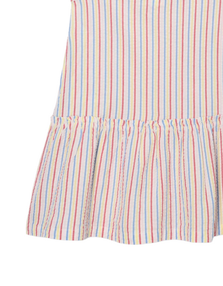 John Lewis Girl's Sleeveless Stripe Tiered Hem Dress in Multi