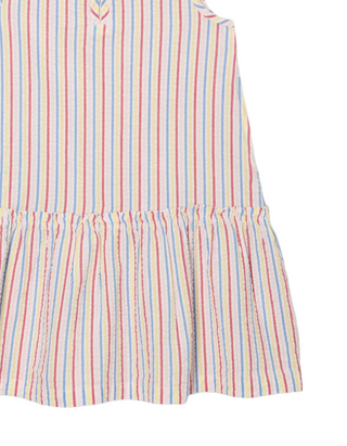 John Lewis Girl's Sleeveless Stripe Tiered Hem Dress in Multi