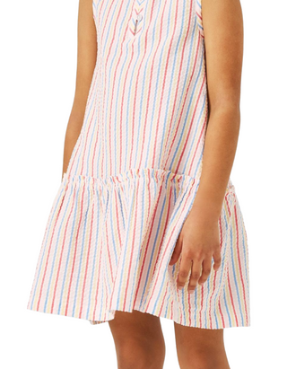John Lewis Girl's Sleeveless Stripe Tiered Hem Dress in Multi