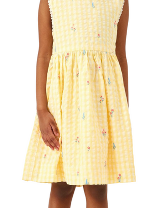 John Lewis Girl's Heirloom Collection Embroidered Gingham Dress in Yellow