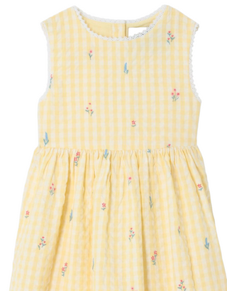 John Lewis Girl's Heirloom Collection Embroidered Gingham Dress in Yellow