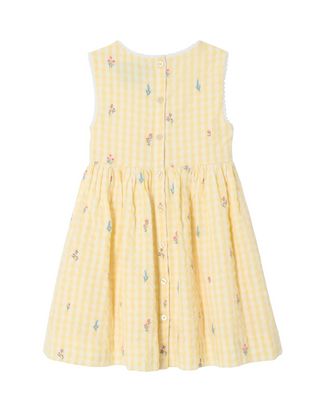 John Lewis Girl's Heirloom Collection Embroidered Gingham Dress in Yellow