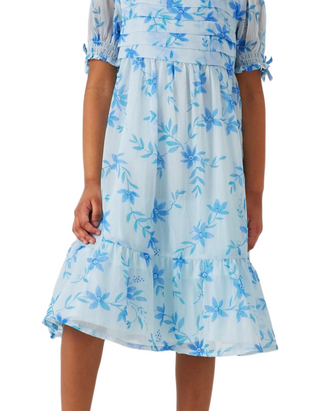 John Lewis Girl's Heirloom Collection Floral Chiffon Dress in Blue