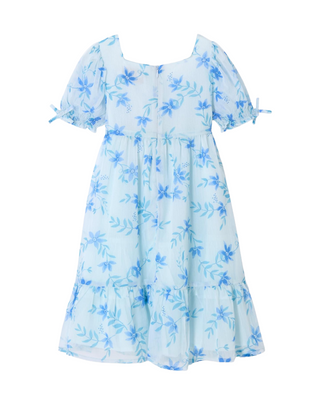 John Lewis Girl's Heirloom Collection Floral Chiffon Dress in Blue
