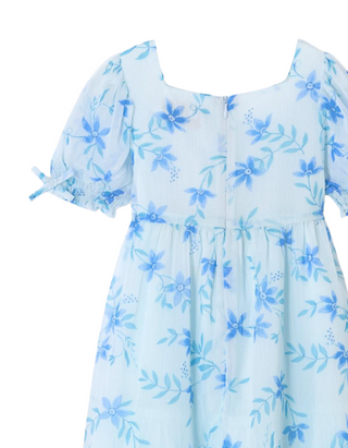 John Lewis Girl's Heirloom Collection Floral Chiffon Dress in Blue