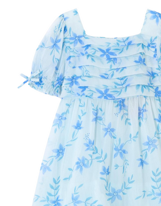John Lewis Girl's Heirloom Collection Floral Chiffon Dress in Blue