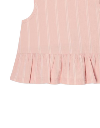 John Lewis Girl's' Stripe Crinkle Peplum Hem Top in Pink