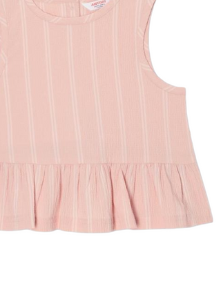 John Lewis Girl's' Stripe Crinkle Peplum Hem Top in Pink