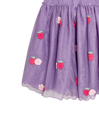 Jojo Maman Girl's Strawberry Angel Sleeve Applique Tulle Party Dress in Lilac Purple